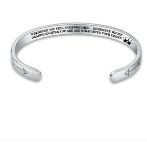 Sayings Into Things Inspirational Silver Cuff Bracelet for Granddaughter